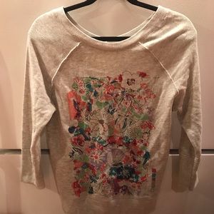 Anthropology Gray Embroidered Blouse